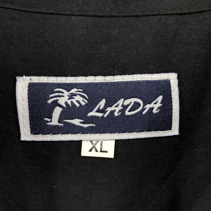 LADA Short Sleeve Open Collar Mexican Shirt Cuban Shirt Box Shirt Men's XL Size cotton black type Vintage Second Hand