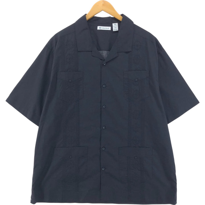 CUBAVERA Short Sleeve Open Collar Mexican Shirt Cuban Shirt Box Shirt Men's XXL polyester black type Vintage Second Hand