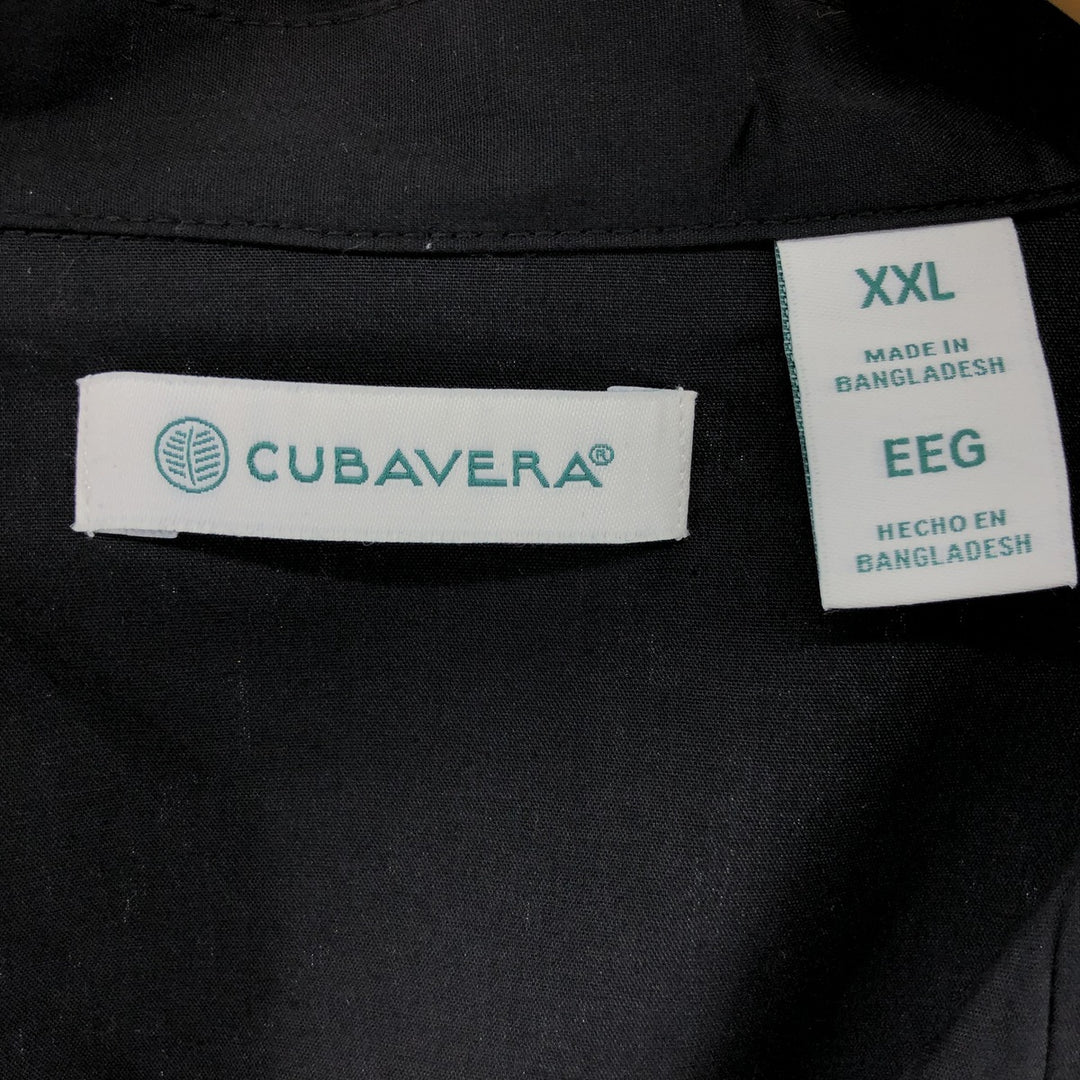 CUBAVERA Short Sleeve Open Collar Mexican Shirt Cuban Shirt Box Shirt Men's XXL polyester black type Vintage Second Hand