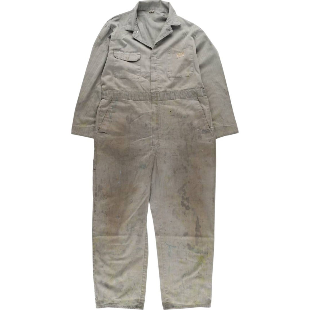 ~70'S JCPenney Big Mac HBT Herringbone Twill Long Sleeve All-in-One Jumpsuit Men's Size L Vintage polyester gray type Vintage Second Hand