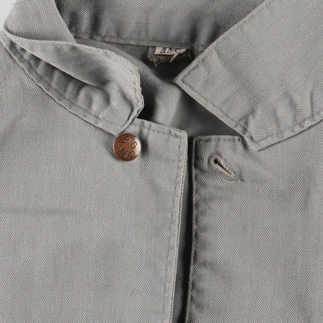 ~70'S JCPenney Big Mac HBT Herringbone Twill Long Sleeve All-in-One Jumpsuit Men's Size L Vintage polyester gray type Vintage Second Hand