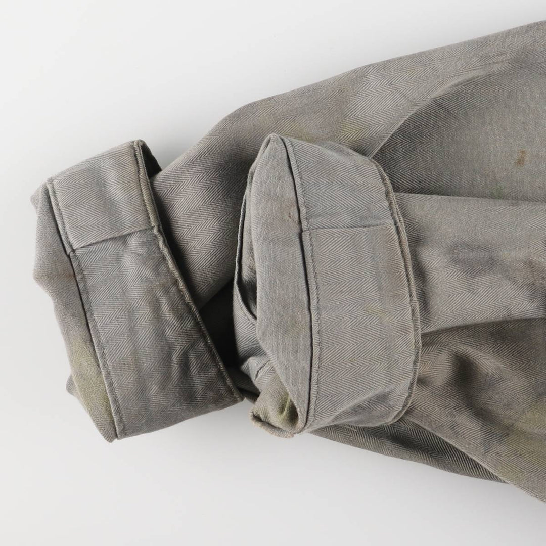 ~70'S JCPenney Big Mac HBT Herringbone Twill Long Sleeve All-in-One Jumpsuit Men's Size L Vintage polyester gray type Vintage Second Hand