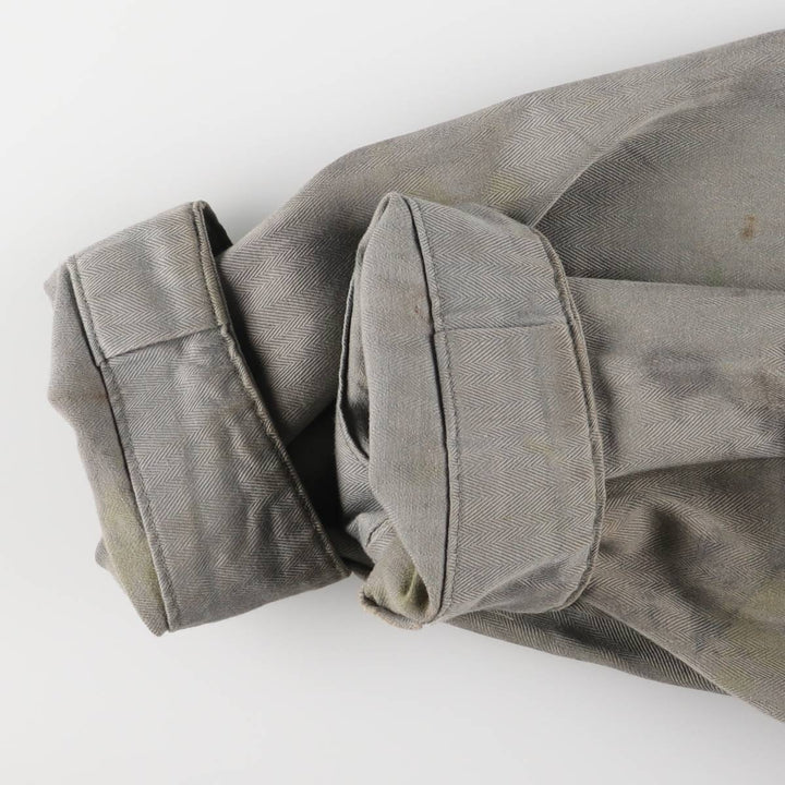 ~70'S JCPenney Big Mac HBT Herringbone Twill Long Sleeve All-in-One Jumpsuit Men's Size L Vintage polyester gray type Vintage Second Hand