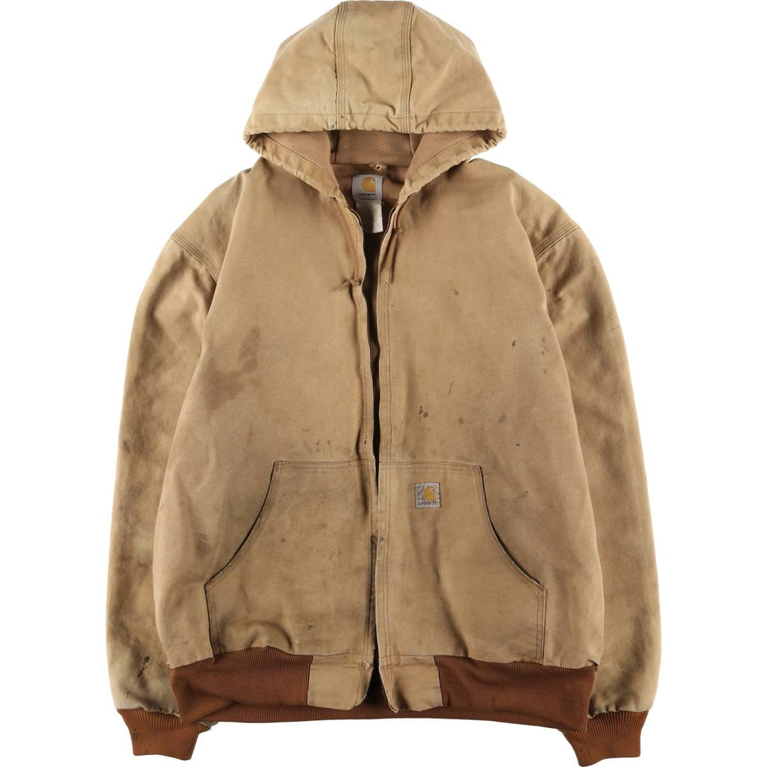 00'S Carhartt Active Jacket Duck Full Zip Parka Made in USA Men's XL cotton beige type brown Vintage Second Hand