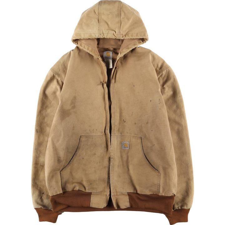 00'S Carhartt Active Jacket Duck Full Zip Parka Made in USA Men's XL cotton beige type brown Vintage Second Hand