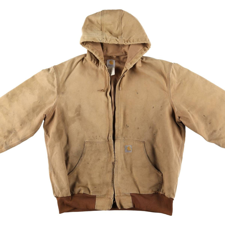 00'S Carhartt Active Jacket Duck Full Zip Parka Made in USA Men's XL cotton beige type brown Vintage Second Hand