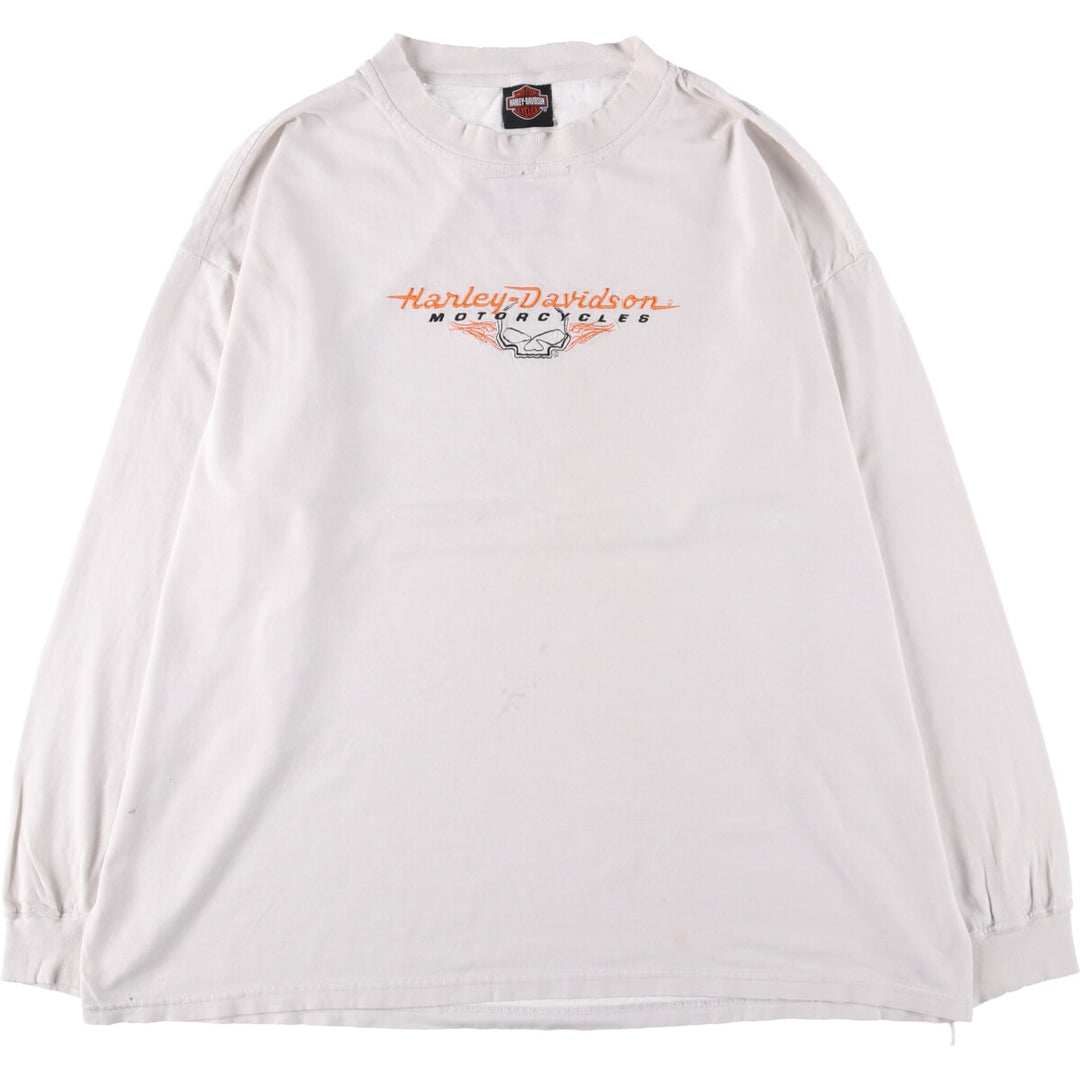 Harley-Davidson Skull Pattern Long T-shirt, Men's XL size unclear white type Vintage Second Hand