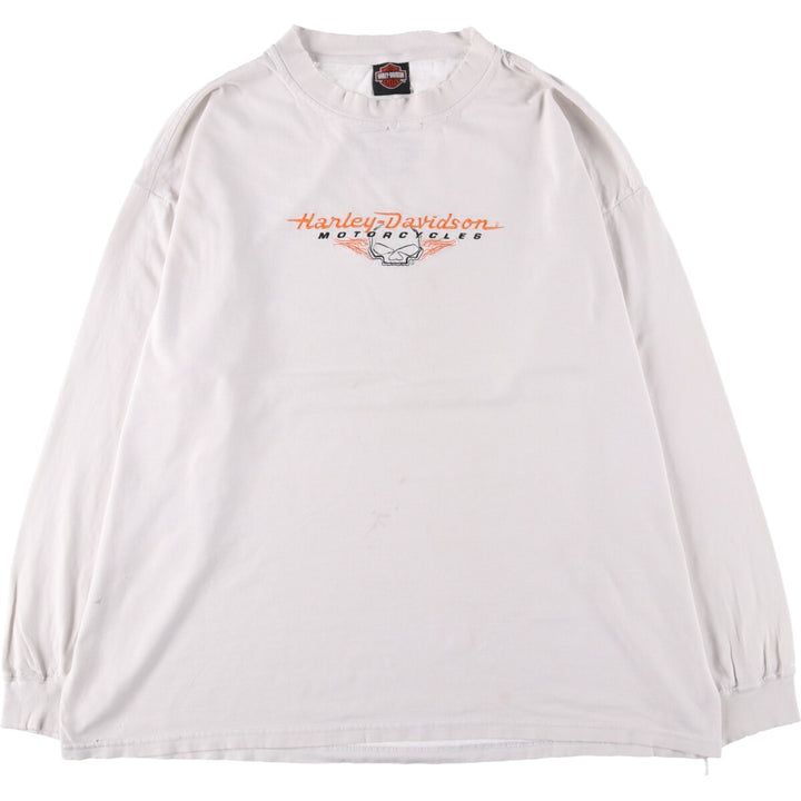Harley-Davidson Skull Pattern Long T-shirt, Men's XL size unclear white type Vintage Second Hand