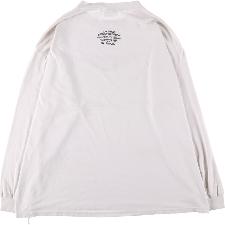 Harley-Davidson Skull Pattern Long T-shirt, Men's XL size unclear white type Vintage Second Hand