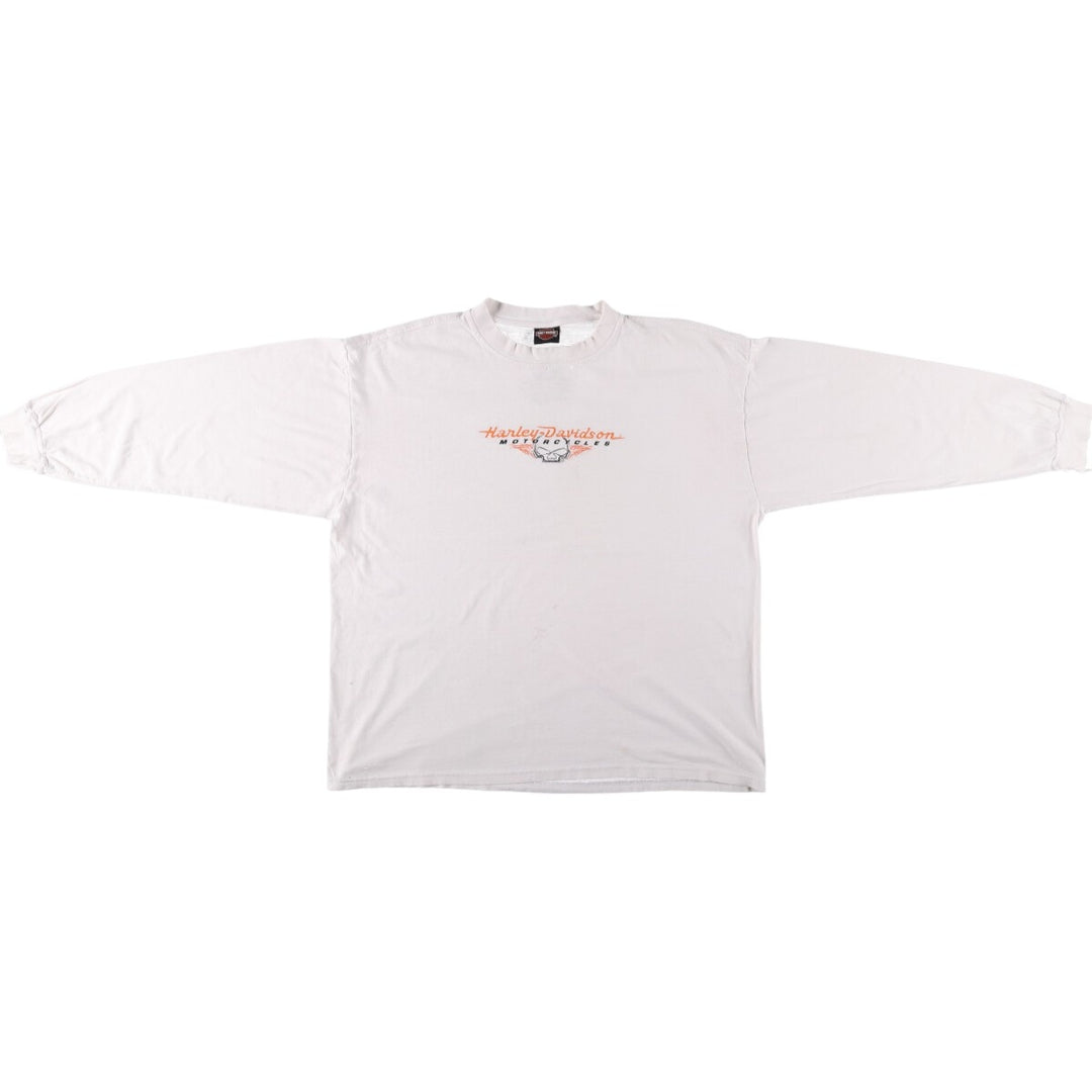 Harley-Davidson Skull Pattern Long T-shirt, Men's XL size unclear white type Vintage Second Hand
