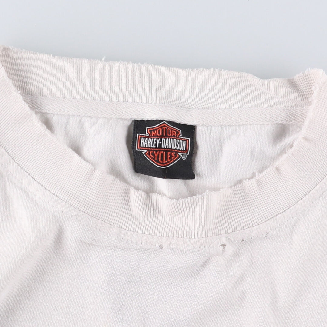 Harley-Davidson Skull Pattern Long T-shirt, Men's XL size unclear white type Vintage Second Hand
