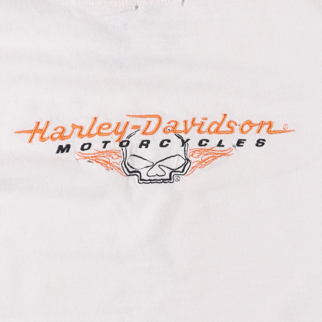 Harley-Davidson Skull Pattern Long T-shirt, Men's XL size unclear white type Vintage Second Hand