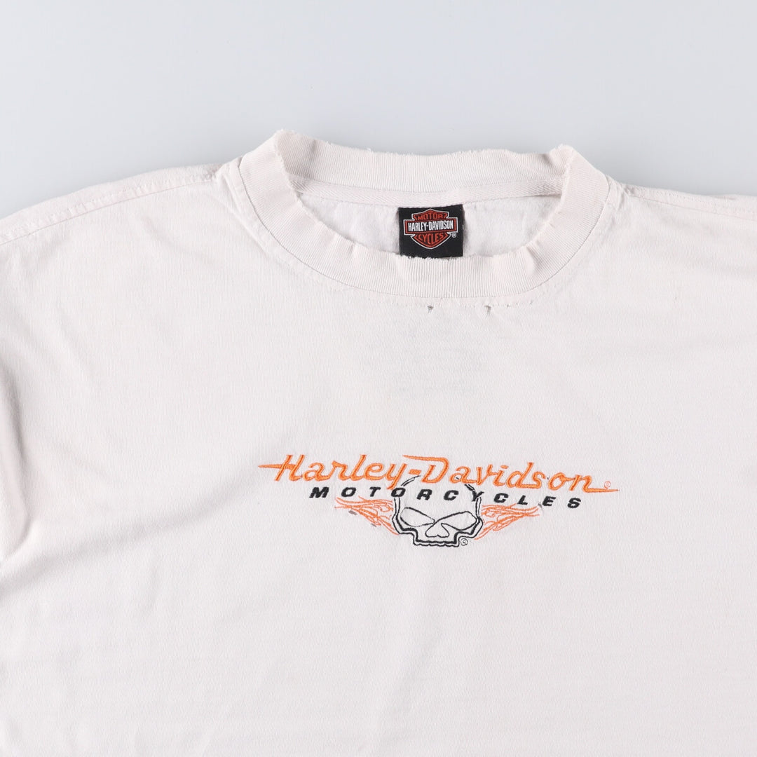 Harley-Davidson Skull Pattern Long T-shirt, Men's XL size unclear white type Vintage Second Hand