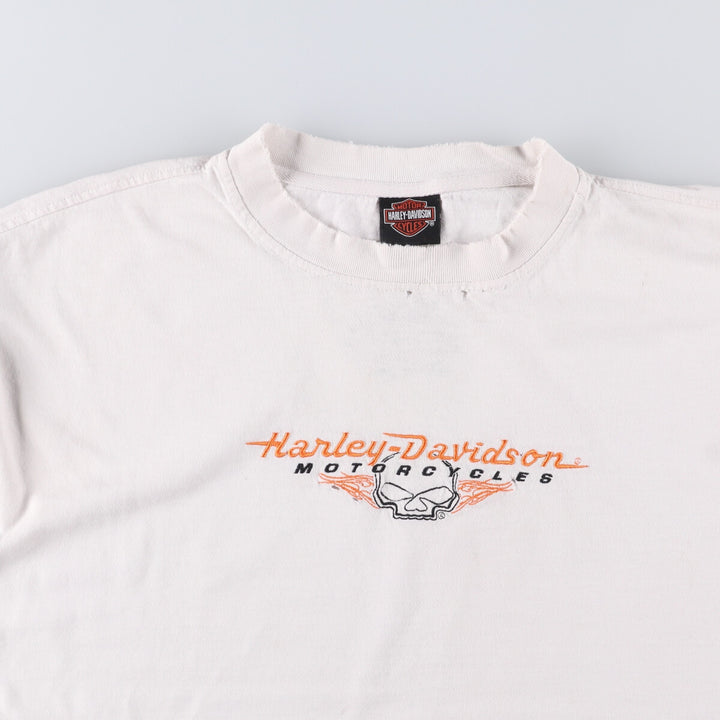 Harley-Davidson Skull Pattern Long T-shirt, Men's XL size unclear white type Vintage Second Hand
