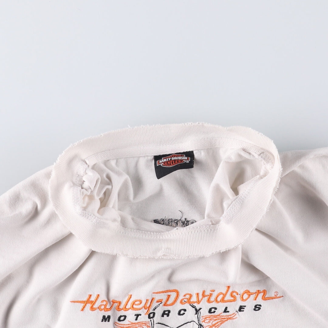Harley-Davidson Skull Pattern Long T-shirt, Men's XL size unclear white type Vintage Second Hand