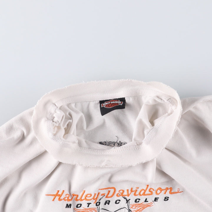 Harley-Davidson Skull Pattern Long T-shirt, Men's XL size unclear white type Vintage Second Hand