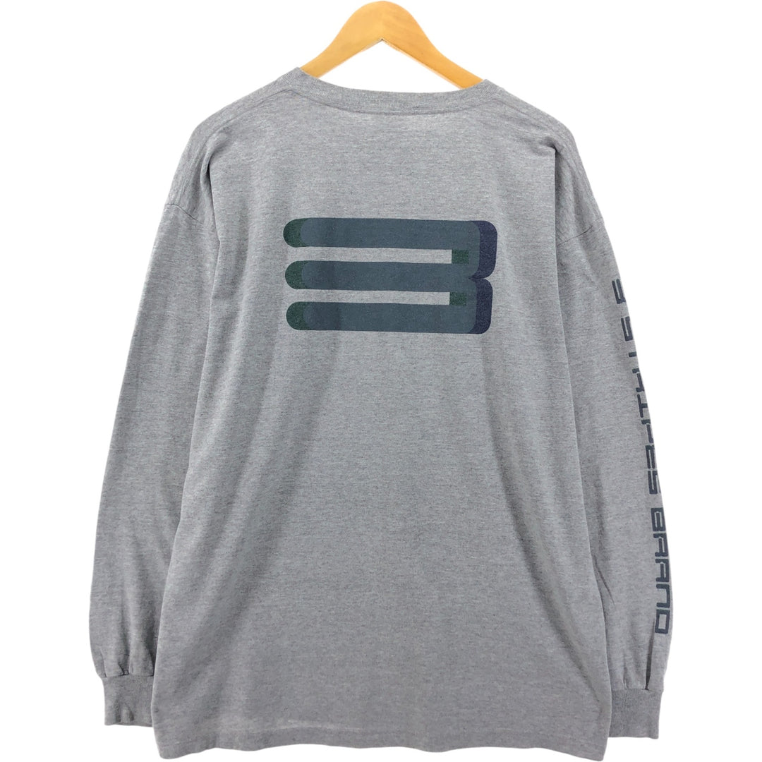90'S Adidas Long Sleeve T-Shirt, Made in USA, Men's L Size, Vintage cotton gray type Vintage Second Hand