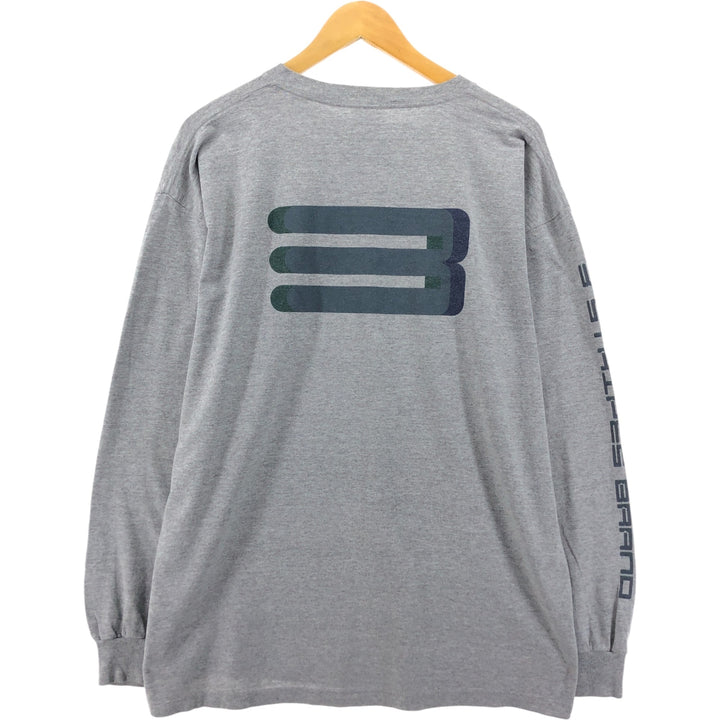 90'S Adidas Long Sleeve T-Shirt, Made in USA, Men's L Size, Vintage cotton gray type Vintage Second Hand