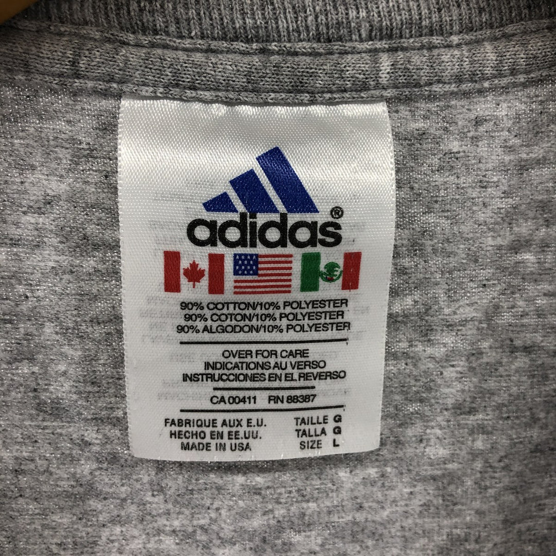 90'S Adidas Long Sleeve T-Shirt, Made in USA, Men's L Size, Vintage cotton gray type Vintage Second Hand