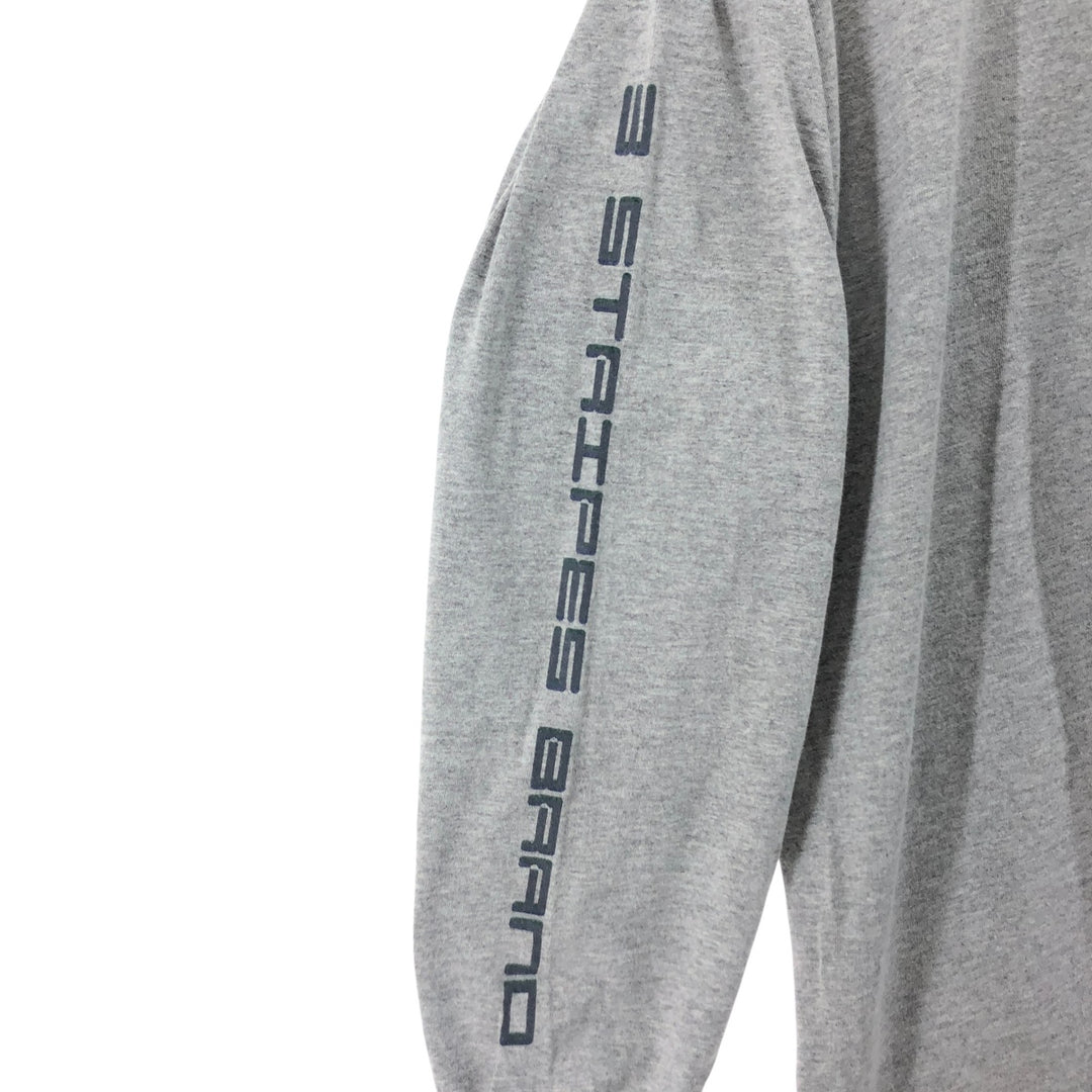 90'S Adidas Long Sleeve T-Shirt, Made in USA, Men's L Size, Vintage cotton gray type Vintage Second Hand