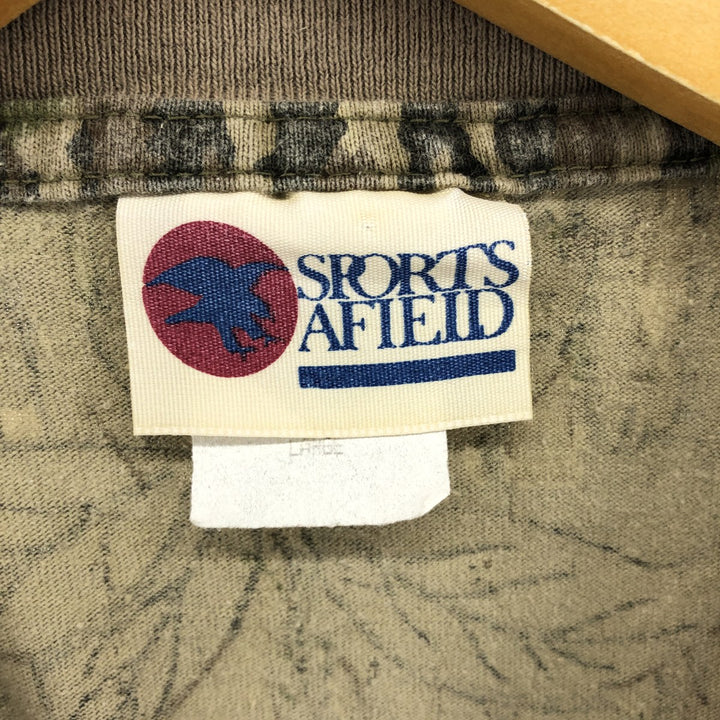 90'S SPORTS AFIELD Camouflage Pattern Real Tree Camo Long T-Shirt Long T Made in USA Men's L Size Vintage unclear Khaki type brown Vintage Second Hand