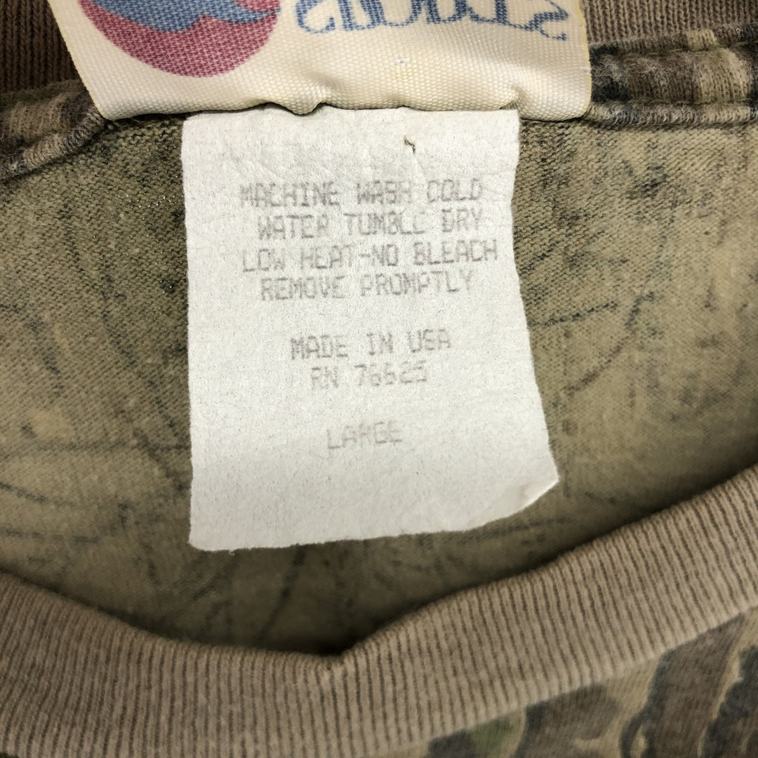 90'S SPORTS AFIELD Camouflage Pattern Real Tree Camo Long T-Shirt Long T Made in USA Men's L Size Vintage unclear Khaki type brown Vintage Second Hand