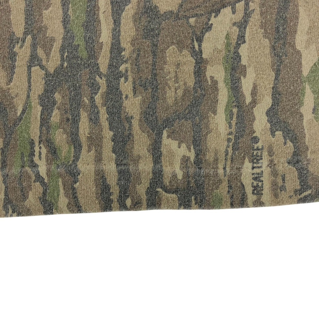 90'S SPORTS AFIELD Camouflage Pattern Real Tree Camo Long T-Shirt Long T Made in USA Men's L Size Vintage unclear Khaki type brown Vintage Second Hand