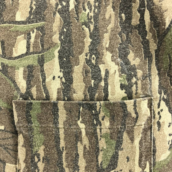 90'S SPORTS AFIELD Camouflage Pattern Real Tree Camo Long T-Shirt Long T Made in USA Men's L Size Vintage unclear Khaki type brown Vintage Second Hand