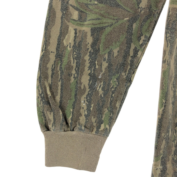 90'S SPORTS AFIELD Camouflage Pattern Real Tree Camo Long T-Shirt Long T Made in USA Men's L Size Vintage unclear Khaki type brown Vintage Second Hand