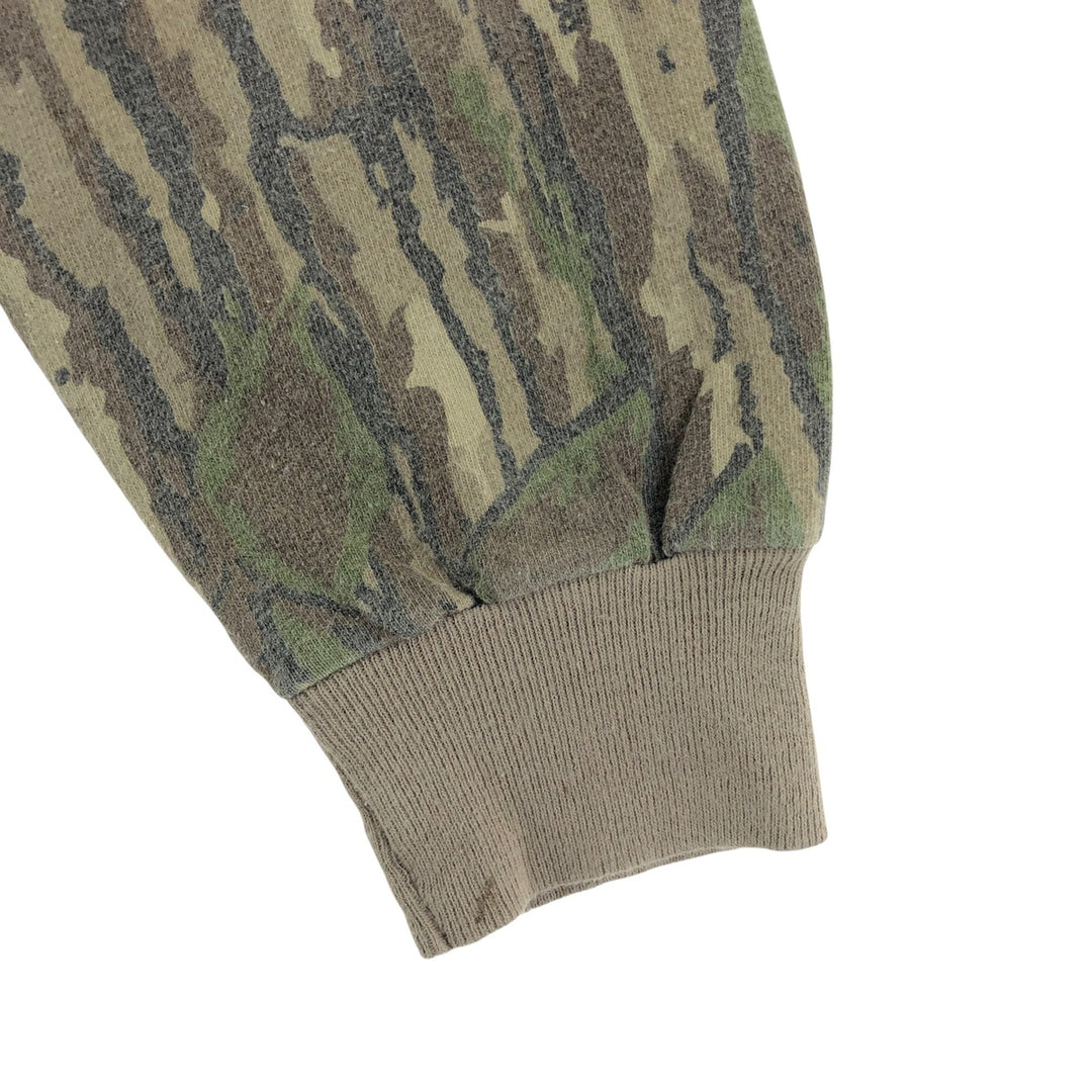 90'S SPORTS AFIELD Camouflage Pattern Real Tree Camo Long T-Shirt Long T Made in USA Men's L Size Vintage unclear Khaki type brown Vintage Second Hand