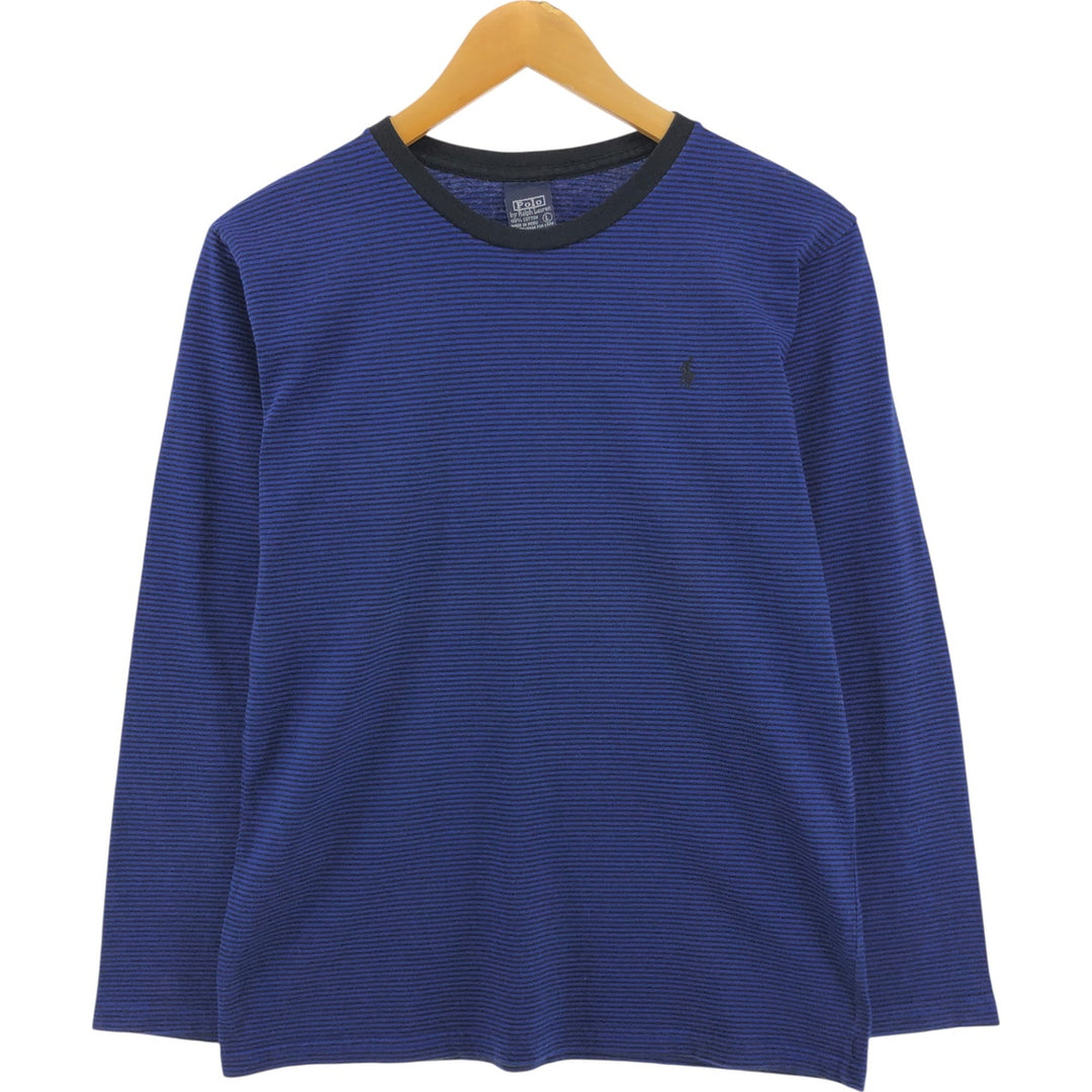 Ralph Lauren POLO by Ralph Lauren Striped Pattern Long T-shirt, Men's L size cotton black type Vintage Second Hand