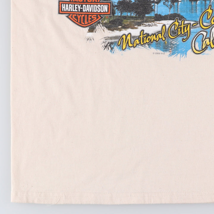 Harley-Davidson Skull Pattern Motorcycle Bike T-shirt Men's M size cotton pale white type Vintage Second Hand