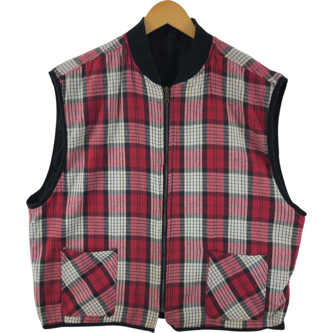 90'S Marlboro COUNTRY STORE Check Pattern Padded Reversible Quilted Vest Men's XL Vintage cotton red type Vintage Second Hand