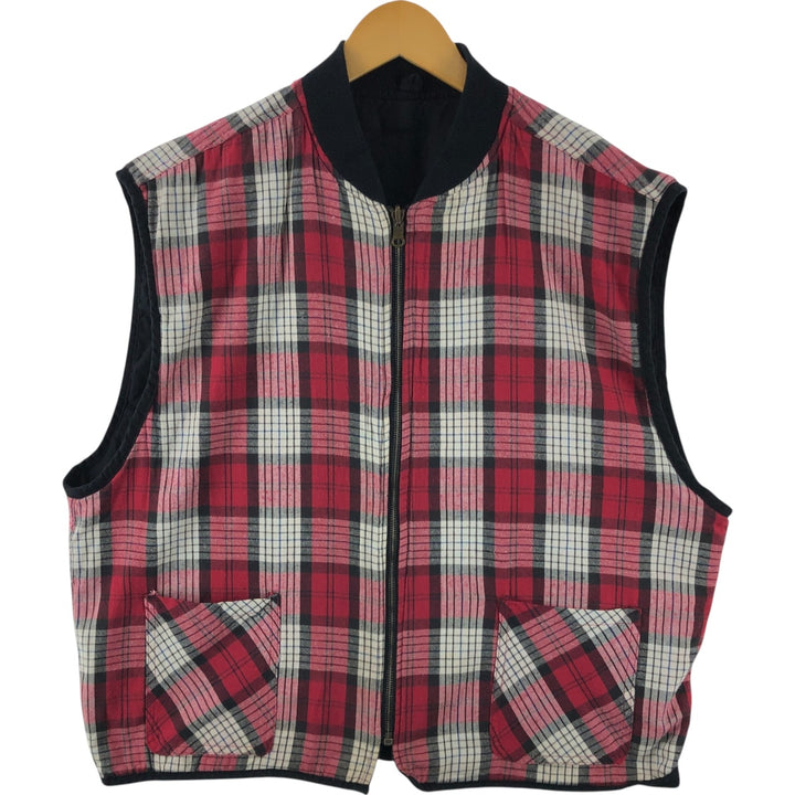 90'S Marlboro COUNTRY STORE Check Pattern Padded Reversible Quilted Vest Men's XL Vintage cotton red type Vintage Second Hand