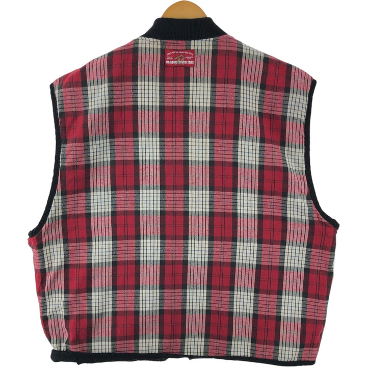90'S Marlboro COUNTRY STORE Check Pattern Padded Reversible Quilted Vest Men's XL Vintage cotton red type Vintage Second Hand