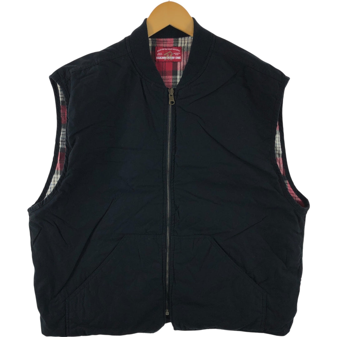 90'S Marlboro COUNTRY STORE Check Pattern Padded Reversible Quilted Vest Men's XL Vintage cotton red type Vintage Second Hand
