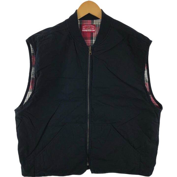 90'S Marlboro COUNTRY STORE Check Pattern Padded Reversible Quilted Vest Men's XL Vintage cotton red type Vintage Second Hand
