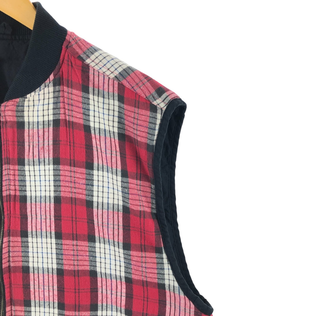 90'S Marlboro COUNTRY STORE Check Pattern Padded Reversible Quilted Vest Men's XL Vintage cotton red type Vintage Second Hand