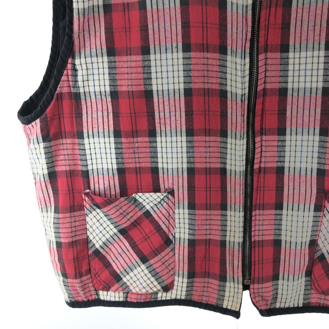 90'S Marlboro COUNTRY STORE Check Pattern Padded Reversible Quilted Vest Men's XL Vintage cotton red type Vintage Second Hand