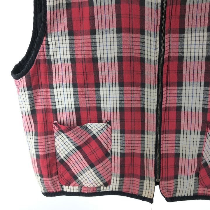 90'S Marlboro COUNTRY STORE Check Pattern Padded Reversible Quilted Vest Men's XL Vintage cotton red type Vintage Second Hand