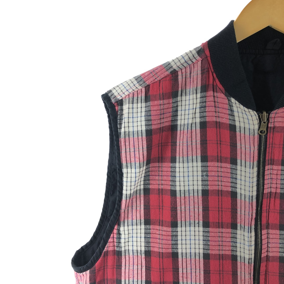 90'S Marlboro COUNTRY STORE Check Pattern Padded Reversible Quilted Vest Men's XL Vintage cotton red type Vintage Second Hand