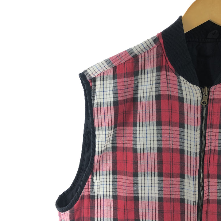 90'S Marlboro COUNTRY STORE Check Pattern Padded Reversible Quilted Vest Men's XL Vintage cotton red type Vintage Second Hand