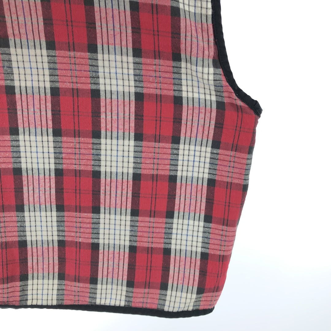 90'S Marlboro COUNTRY STORE Check Pattern Padded Reversible Quilted Vest Men's XL Vintage cotton red type Vintage Second Hand