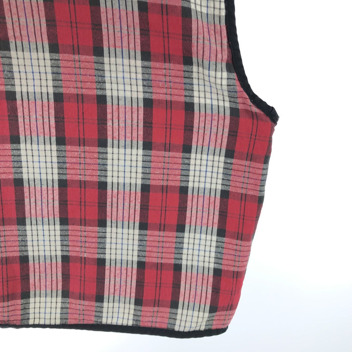 90'S Marlboro COUNTRY STORE Check Pattern Padded Reversible Quilted Vest Men's XL Vintage cotton red type Vintage Second Hand