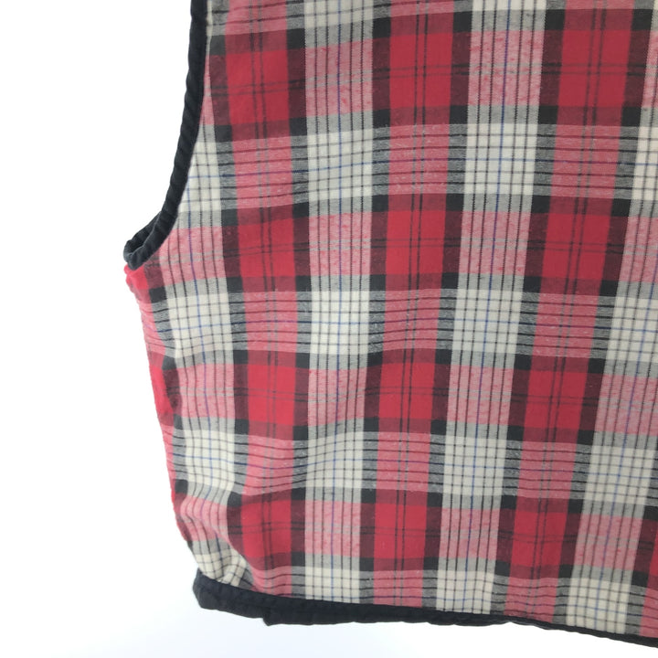 90'S Marlboro COUNTRY STORE Check Pattern Padded Reversible Quilted Vest Men's XL Vintage cotton red type Vintage Second Hand