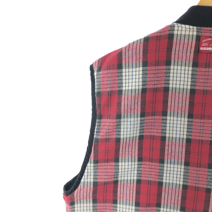 90'S Marlboro COUNTRY STORE Check Pattern Padded Reversible Quilted Vest Men's XL Vintage cotton red type Vintage Second Hand