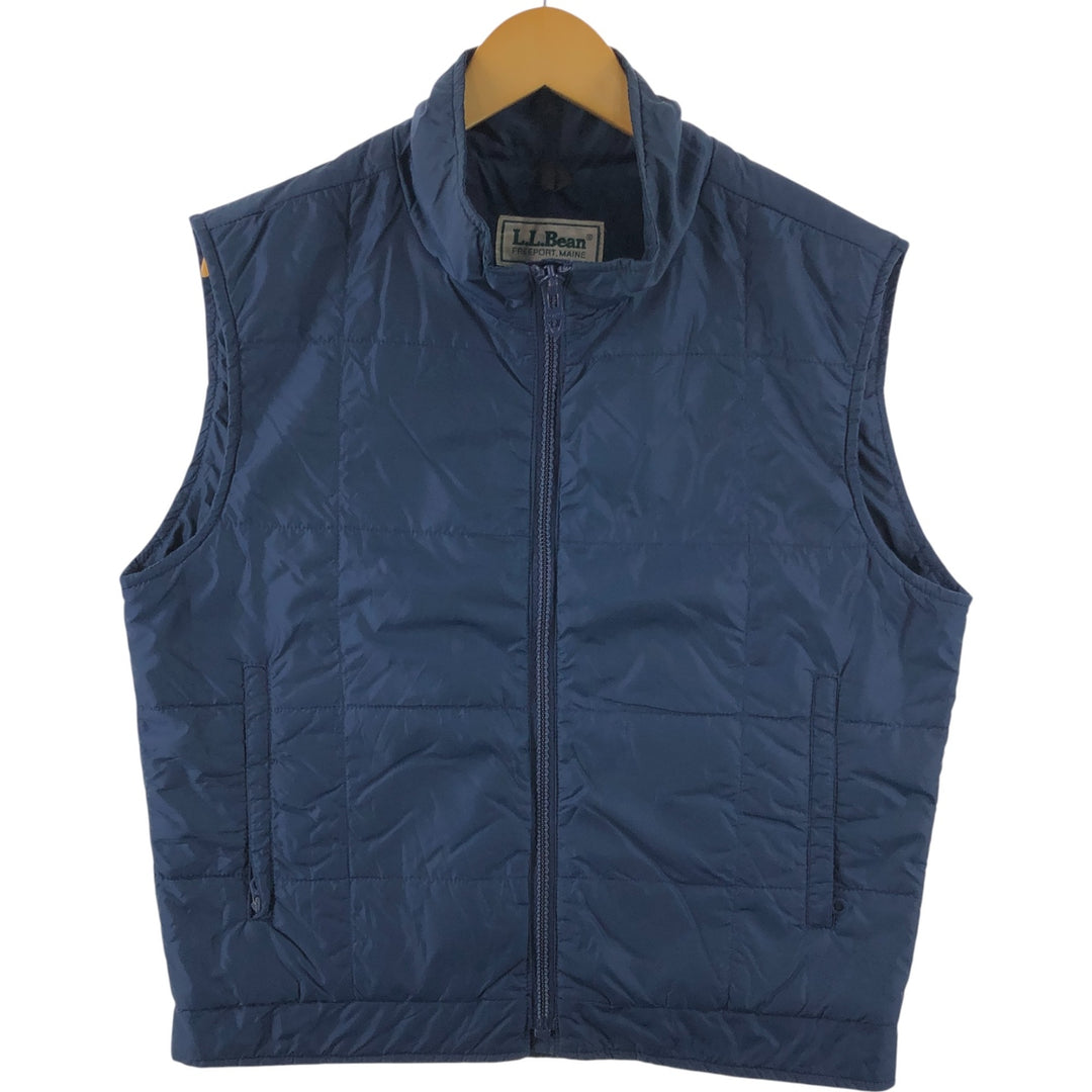 80'S LLBean quilted vest with padding, men's size L, vintage Nylon navy blue type Vintage Second Hand