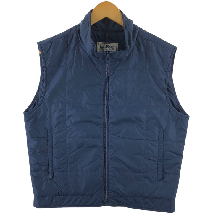 80'S LLBean quilted vest with padding, men's size L, vintage Nylon navy blue type Vintage Second Hand