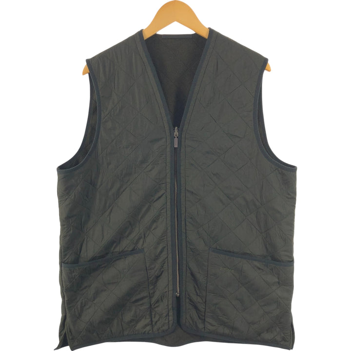 Barbour POLAR QUILTS, quilted vest with batting, 3-warrant, men's size L polyamide Khaki type Vintage Second Hand
