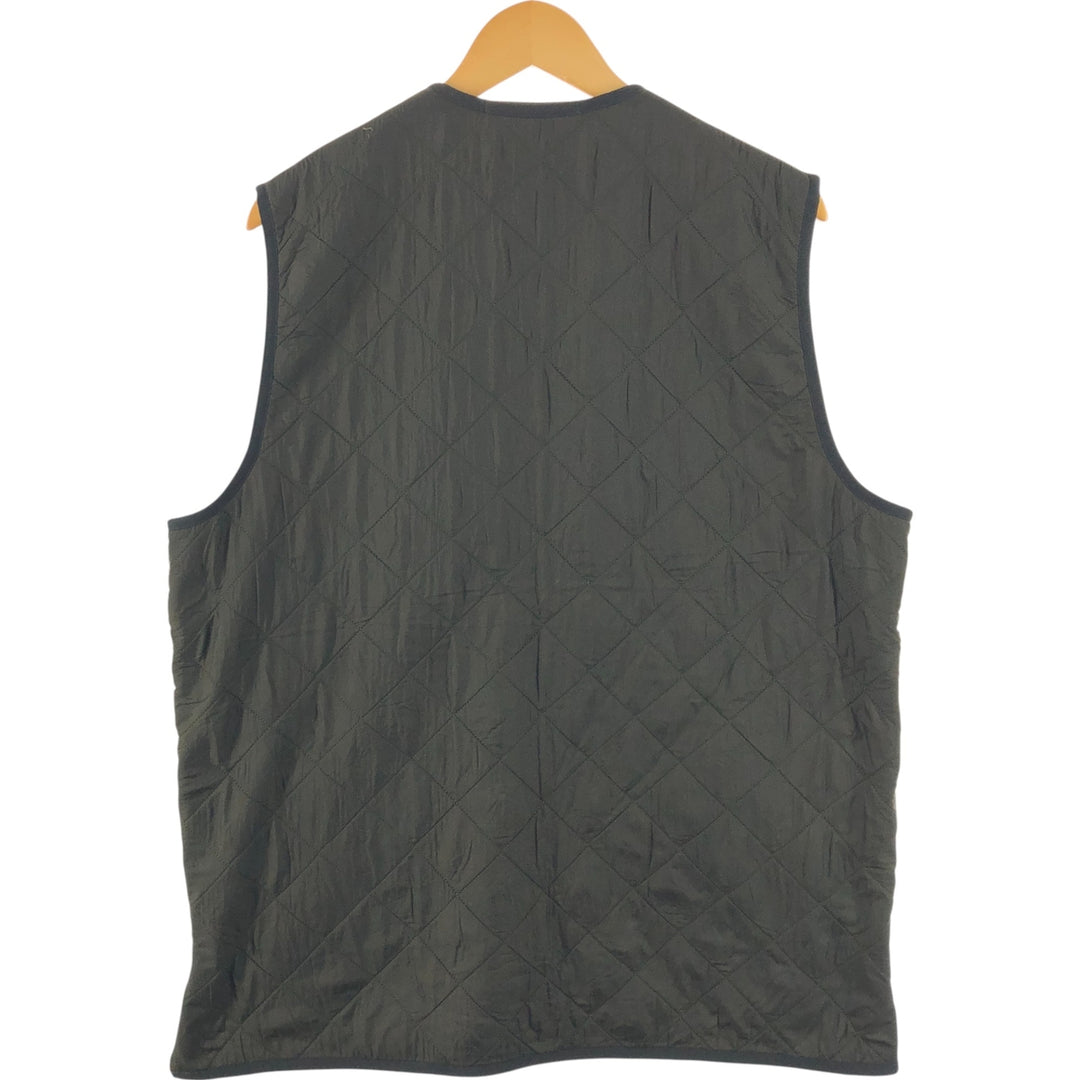Barbour POLAR QUILTS, quilted vest with batting, 3-warrant, men's size L polyamide Khaki type Vintage Second Hand